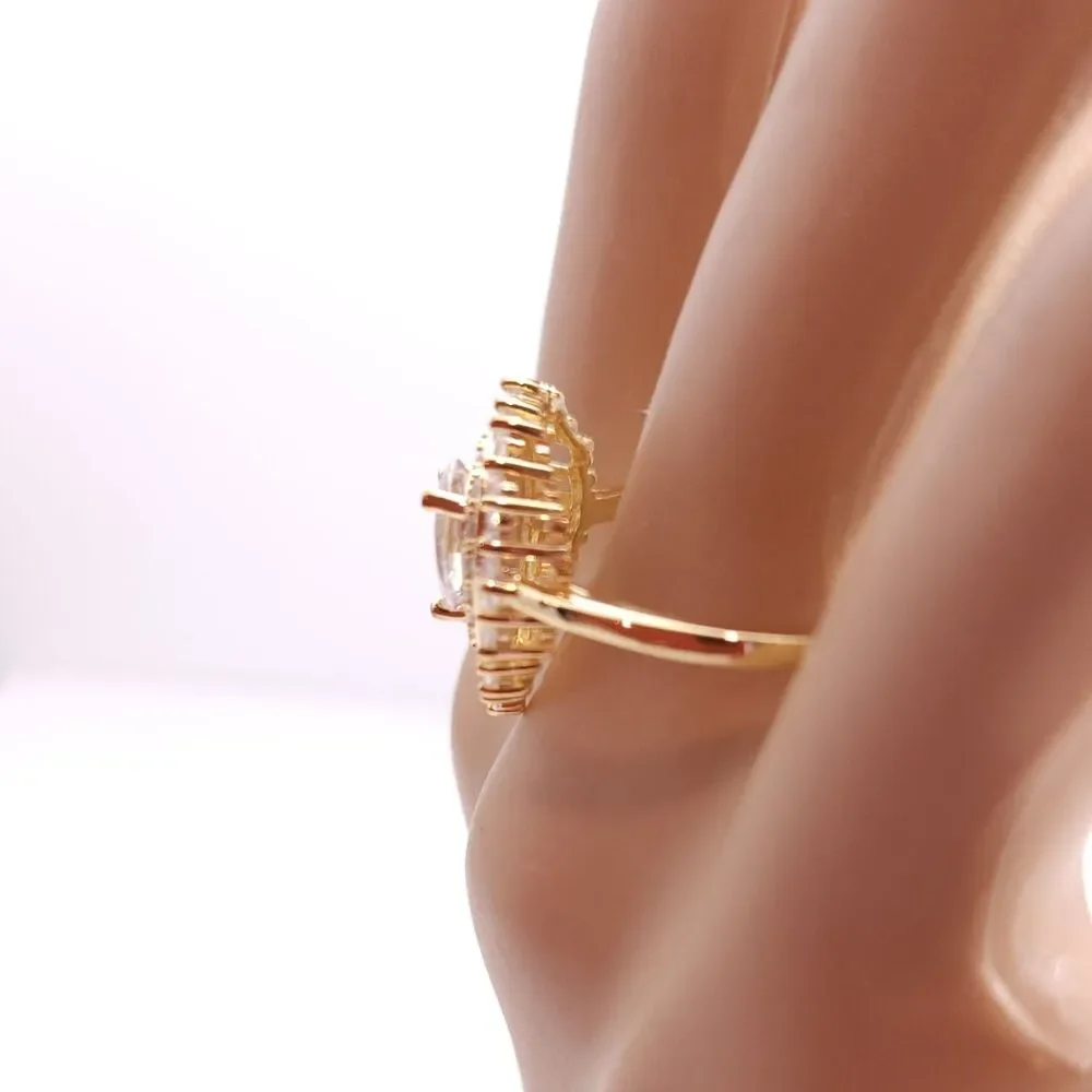 Simulated Diamond CZ Ring 14k over Sterling Silver Size 10